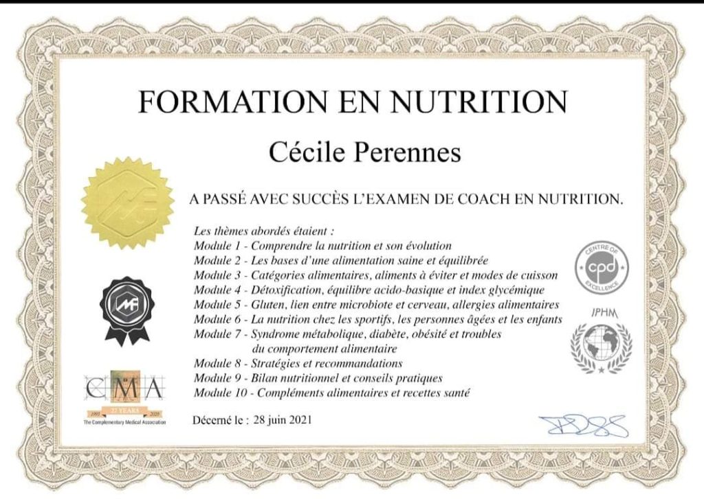 Certification en Nutrition
