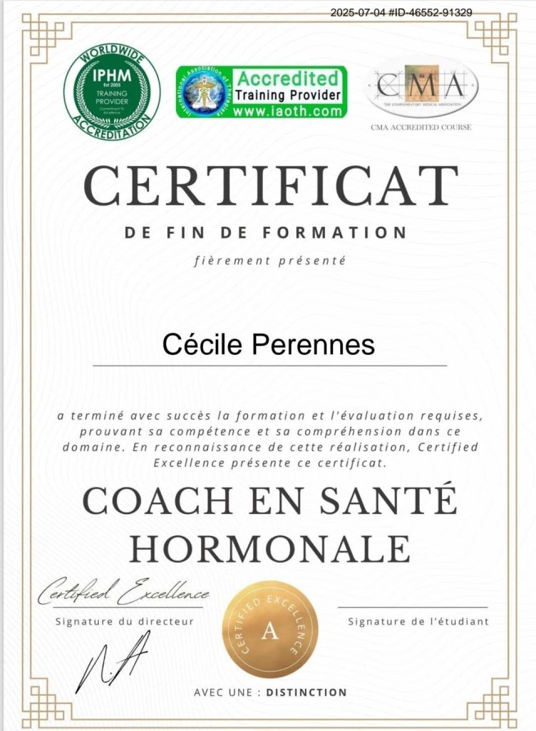 Certifiée en Santé Hormonale